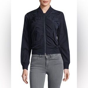 Vince Cropped Ruched Bomber Jacket - Coastal Blue Navy Size XS